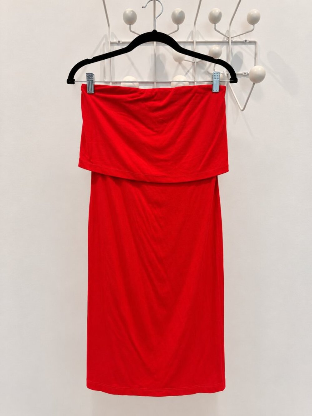 Susana Monaco Red Strapless Ruffle Overlay Mini Dress S
